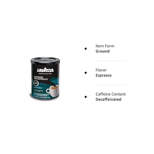  Lavazza Decaffeinated Espresso Ground Coffee, 8 oz (Pack of 2)