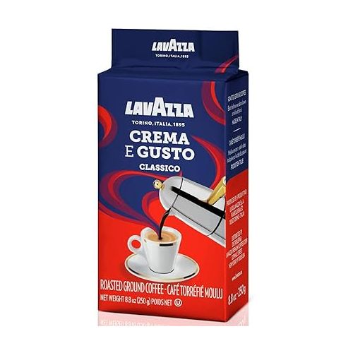  Lavazza Espresso Dark Roast Ground Coffee, 8.8oz Bricks (4 Pack), Authentic Italian Blend Roasted in Italy, Non GMO