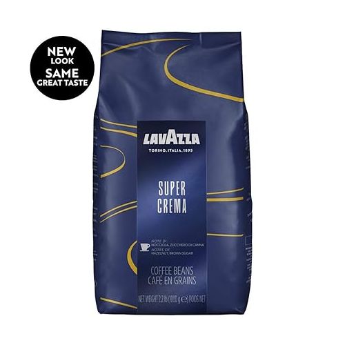  Super Crema Whole Bean Espresso Coffee, 2.2lb Bag, Vacuum-Packed