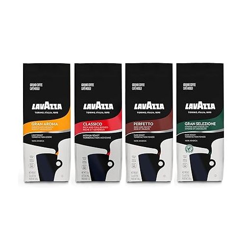  Lavazza Classico, Gran Aroma, Gran Selezione & Perfetto Ground Coffee (Pack of 4)