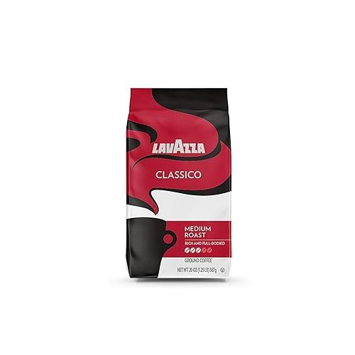  Lavazza Classico Ground Coffee Blend, Medium Roast, Premium Coffee, 100% Arabic, Value Pack, Non GMO, 20 Ounce (Pack of 6)