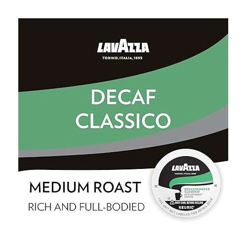  Lavazza Classico Decaf Single-Serve Coffee K-Cups for Keurig Brewer, Medium Roast, 10 Count Box ,Rich and full-bodied flavor delivers a uniquely intense aroma of dried fruits, 100% arabica coffees