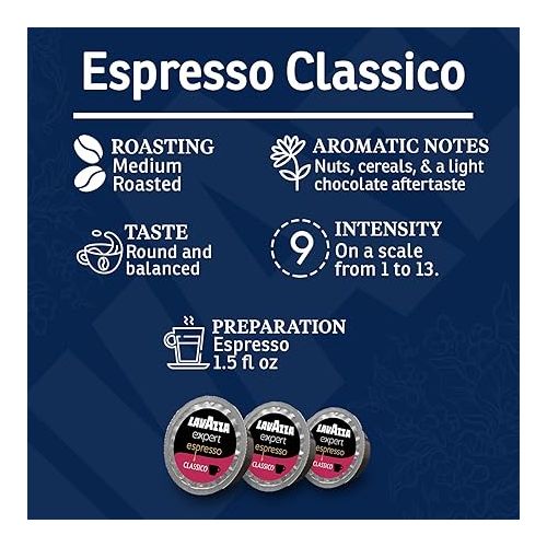  Lavazza Expert Capsules Variety Pack 30 pods - Classic, Intenso, Decaf, 10 x Pods Each, for LAVAZZA Coffee LB, Medium & Dark Roast, Full & Balanced Blend