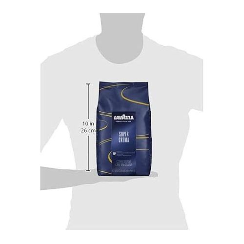  Lavazza Super Crema Whole Bean Coffee Blend, light-Medium Espresso Roast, 2.2 Pound (Pack of 2),Premium Quality, Aromatic, Mild and creamy