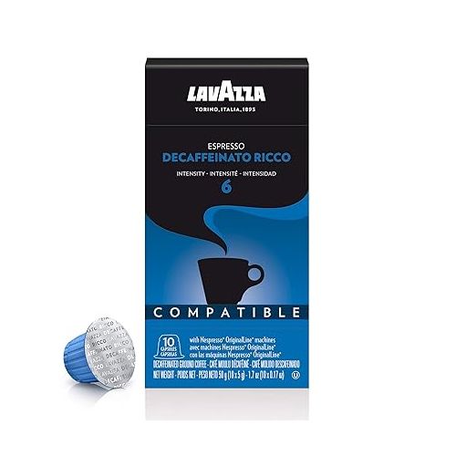  Lavazza Decaffeinato Ricco Espresso Dark Roast Capsules Compatible with Nespresso® Original* Machines (Pack of 100)