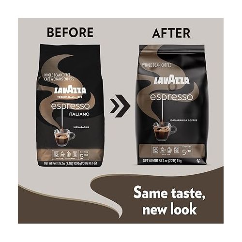  Lavazza Espresso Whole Bean Coffee 100% Arabica, Medium Roast, Pack of 3 (2.2 Pound Bag each Packaging May Vary) Premium Quality, Non GMO, 100% Arabica, Rich bodied