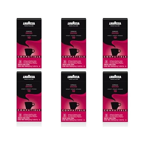  Lavazza Deciso Espresso Dark Roast Capsules Compatible with Nespresso Original Machines , 10 Count (Pack of 6)
