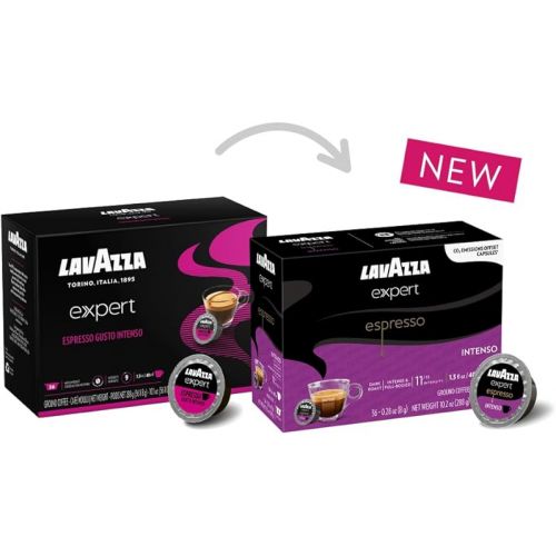  Lavazza Expert Espresso Intenso Coffee Capsules, Intense, Dark Roast, Arabica and Robusta, notes of dried fruit, Intensity 11 out 13, Espresso Preparation, Blended and Roasted in Italy, (36 Capsules)