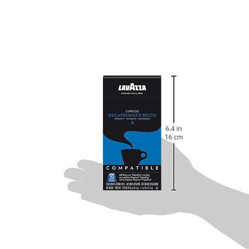  Lavazza Premium Coffee Corp Nespresso OriginalLine Compatible Capsules, Espresso Decaffeinato Ricco, Dark Roast Coffee, 10 Ct