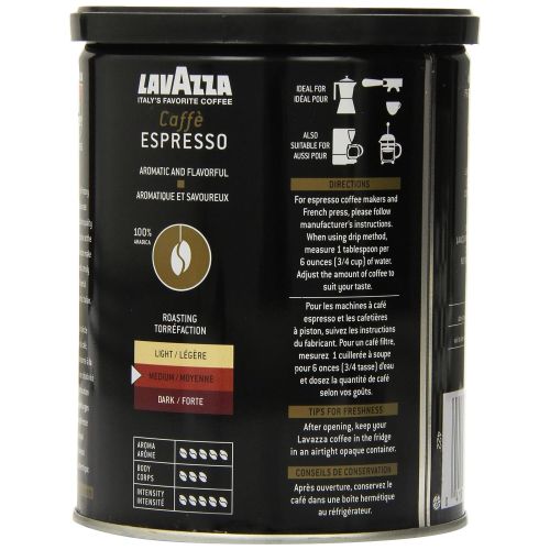  Lavazza Caffe Espresso Ground Coffee, 8-Ounce Cans (Pack of 3)