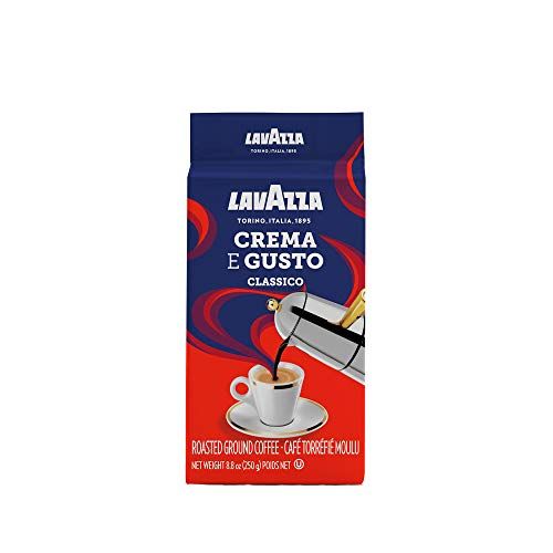  Lavazza Crema E Gusto Ground Coffee Blend, Espresso Dark Roast, 8.8 Oz Bricks (Pack of 4) Authentic Italian, Blended And Roasted in Italy, Non GMO, Value Pack, Full bodied with ric