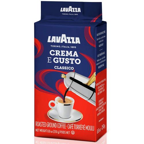  Lavazza Crema E Gusto Ground Coffee Blend, Espresso Dark Roast, 8.8 Oz Bricks (Pack of 4) Authentic Italian, Blended And Roasted in Italy, Non GMO, Value Pack, Full bodied with ric