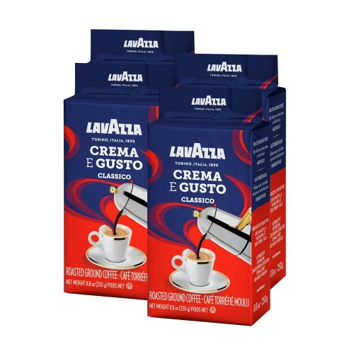  Lavazza Crema E Gusto Ground Coffee Blend, Espresso Dark Roast, 8.8 Oz Bricks (Pack of 4) Authentic Italian, Blended And Roasted in Italy, Non GMO, Value Pack, Full bodied with ric