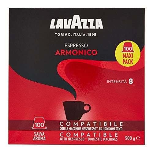  Lavazza Armonico Dark Roast Coffee Capsules Compatible with Nespresso Original* Machines (Pack of 100)