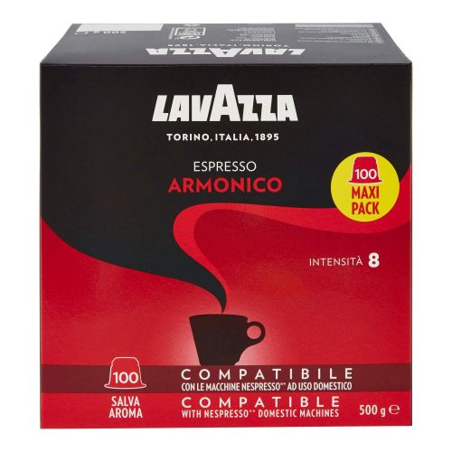  Lavazza Armonico Dark Roast Coffee Capsules Compatible with Nespresso Original* Machines (Pack of 100)