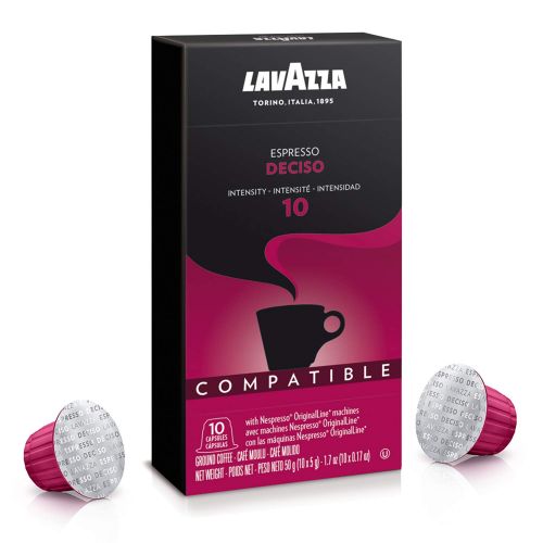  Lavazza Deciso Espresso Dark Roast Capsules Compatible with Nespresso Original Machines (Pack of 60) ,Value Pack, Blended and roasted in Italy, Distinct, velvety with smooth, Dark