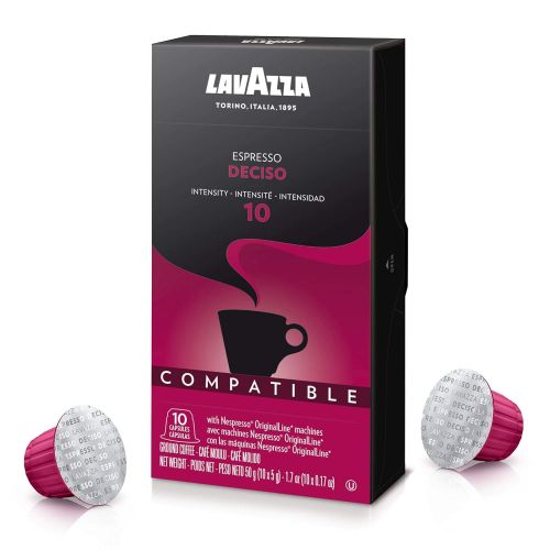  Lavazza Deciso Espresso Dark Roast Capsules Compatible with Nespresso Original Machines (Pack of 60) ,Value Pack, Blended and roasted in Italy, Distinct, velvety with smooth, Dark