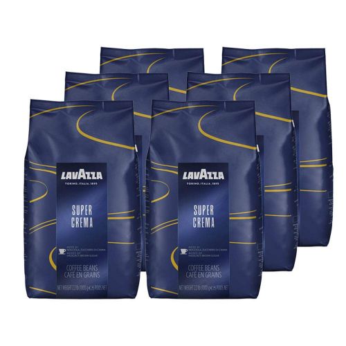  Lavazza Super Crema Whole Bean Coffee Blend, Medium Espresso Roast, 2.2 Pound (Pack of 6)