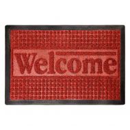 Door Mat Indoor/Outdoor Welcome Mat- Nonslip Rubber with Low Profile, Modern Design for Patio, Garage, Front Entrance by Lavish Home (Red, 17.5 x 29)