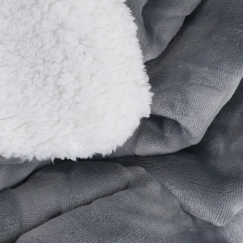  Lavish Home Floral Etched Fleece Blanket with Sherpa, King, Grey
