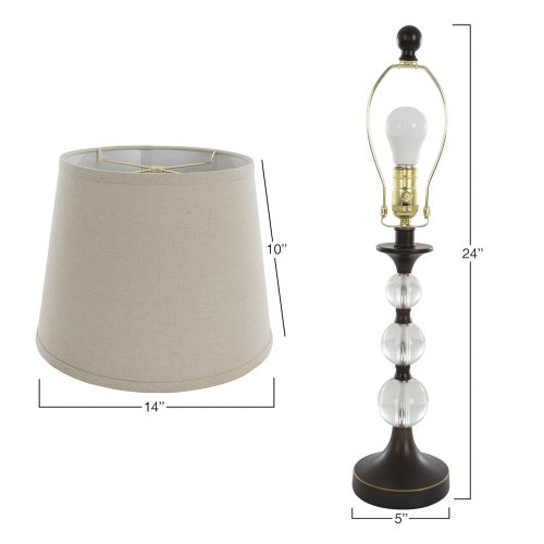  Lavish Home 72-LMP3002 Table Floor Lamp Set of 3,Crystal Balls with Bronze (3 LED Bulbs Included), 3 Piece