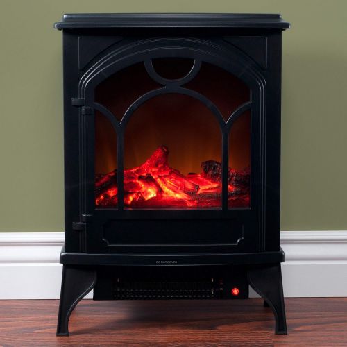  Freestanding Electric Fireplace- Indoor Space Heater with Faux Log & Flame Effect- Warm Classic Style for Bedroom, Living Room and More by Lavish Home