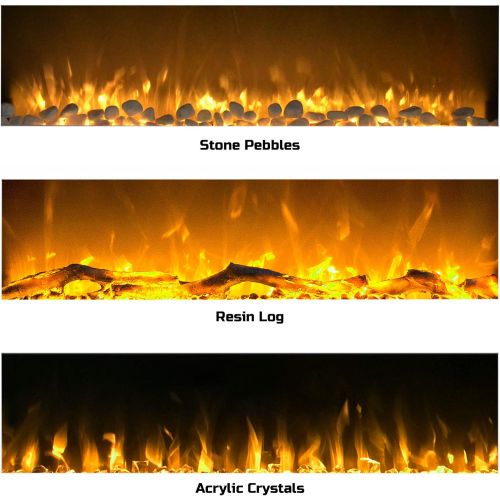  50” Electric Fireplace - Wall Mount - 10 Color LED Flame, NO Heat, 3 Media Options, Dimmer and Remote Control by Lavish Home (White)