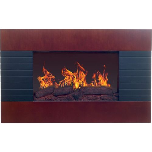  36-Inch Electric Fireplace - Wall Mount, Adjustable Heat, Dimmer, and Remote Control by Lavish Home (Mahogany)