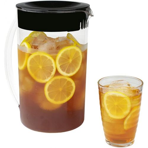  Lavo Home Iced Tea Cold Brew Iced Coffee Maker with Sliding Brew Strength Selector, Loose Tea Filter, Brew Basket and 64 Oz Capacity Pitcher - for Fruit Infused Tea or Lemonade