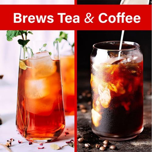  Lavo Home Iced Tea Cold Brew Iced Coffee Maker with Sliding Brew Strength Selector, Loose Tea Filter, Brew Basket and 64 Oz Capacity Pitcher - for Fruit Infused Tea or Lemonade