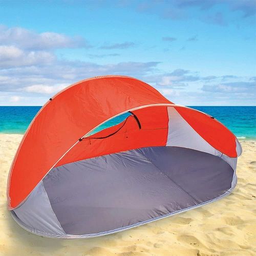  LavoHome Durable Water Resistant Pop Up Zippered Beach Tent Sun Shelter with Carry Bag (Qty 1 Only - Red or Blue Sent Randomly)