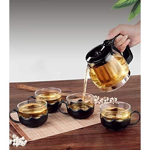  Lawei 700 ml Teekanne Set mit Hitzebestandig Edelstahl Filter & 4 Glasern aus Glas fuer Losen Tee Kaffee