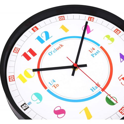  [아마존베스트]LAWEI 12 Inch Telling Time Teaching Clock - Teachers Choice Education Wall Clock Silent Wall Clock for Kids Educational Tool for Homeschool, Classroom, Teachers and Parent