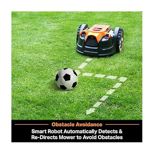  LawnMaster OcuMow™ Robot Lawn Mower Perimeter Wire Free Robotic for Small Yards up to 1000 Square feet Optical Navigation Automatic Obstacle Avoidance Low Noise Spot Cut and No Go Function