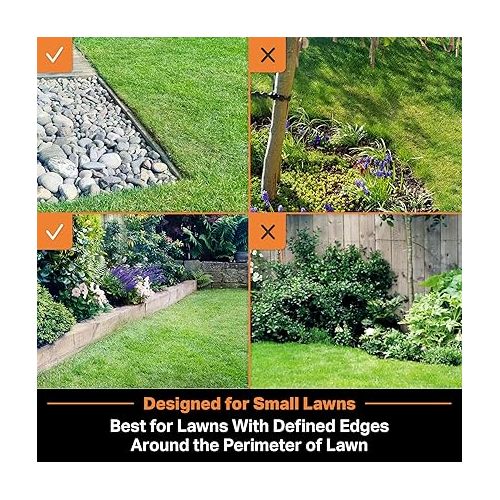  LawnMaster OcuMow™ Robot Lawn Mower Perimeter Wire Free Robotic for Small Yards up to 1000 Square feet Optical Navigation Automatic Obstacle Avoidance Low Noise Spot Cut and No Go Function