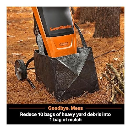  LawnMaster FD1501 Electric Wood Chipper Shredder 15-Amp 1.5-Inch Cutting Diameter Max 10:1 Reduction