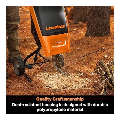  LawnMaster FD1501 Electric Wood Chipper Shredder 15-Amp 1.5-Inch Cutting Diameter Max 10:1 Reduction