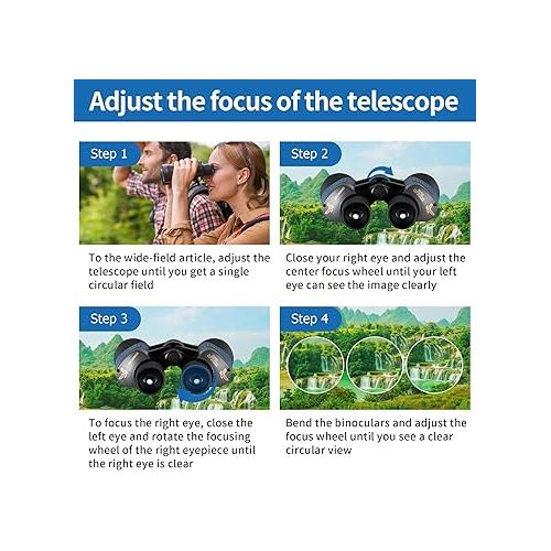  Binoculars for Adults 20x50，80 * 80 High Power Binoculars for Adults with Low Light Night Vision, Compact Waterproof Binoculars Telescope for Hunting Bird Watching Travel Football Games (Black+Blue)