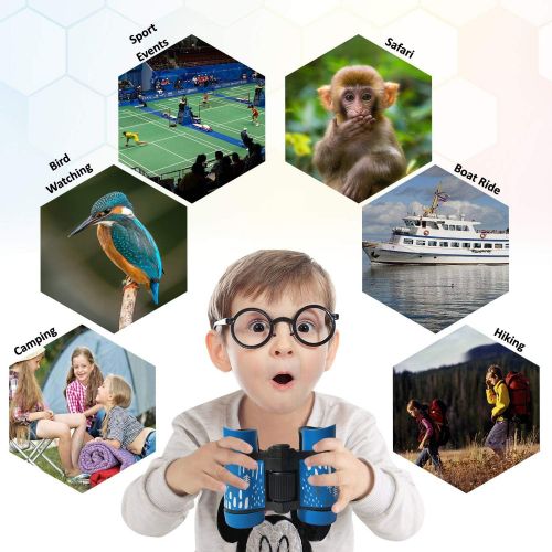  [아마존베스트]Kid Binoculars Shock Proof Toy Binoculars Set - Bird Watching - Educational Learning - Presents for Kids - Children Gifts - Boys and Girls - Outdoor Play - Hunting - Hiking - Campi