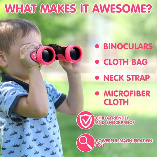  [아마존베스트]LayYun Kid Binoculars Shock Proof Toy Binoculars Set - Bird Watching - Educational Learning - Presents for Kids - Children Gifts - Boys and Girls - Outdoor Play - Hunting - Hiking - Campi