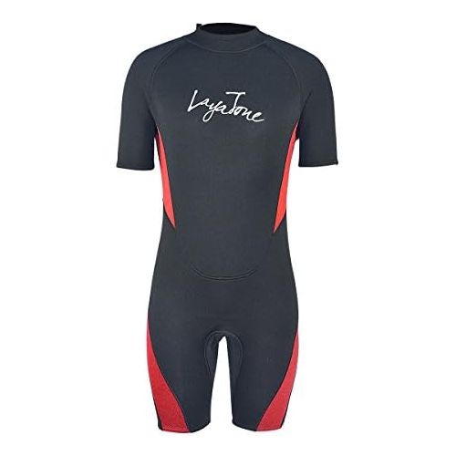  LayaTone Shorty Wetsuit 3mm Neoprene Suit Men Women Surfing Scuba Diving Suit Adults Thermal One Piece Swimsuit Canoeing Kayaking Suit Shorty Wet Suit