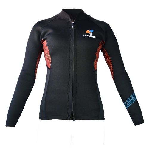  Layatone Wetsuit Top Women 3mm Neoprene Jacket Surf Scuba Diving Suit Top Jacket Women Rash Guard Women Long Sleeves Front Zipper Canoe Kayk Run Suit Jacket UV Protection Wet Suit