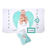 Laylas Essentials Premium Fleece Baby Milestones Blankets: for Boys Girls Angel Wings | Photography Props Two...
