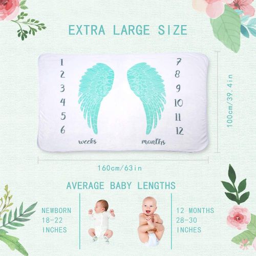  Laylas Essentials Premium Fleece Baby Milestones Blankets: for Boys Girls Angel Wings | Photography Props Two...