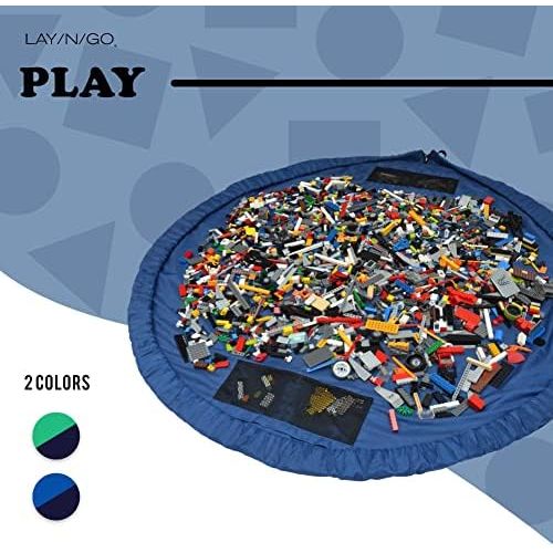  [아마존베스트]Lay-n-Go Extra Large Building Block Toy Storage Mat  Blue, 60 inch - Drawstring Makes Easy, Quick Pick Up of Building Blocks, Toys  Play Mat for Babies, Toddlers