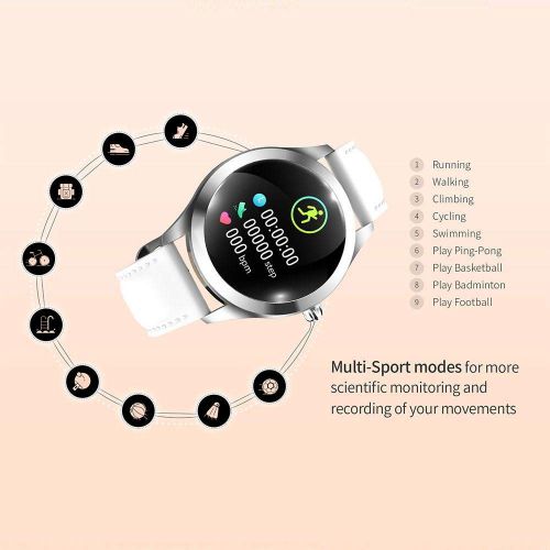  Layopo KW10 Fashion Smart Watch, IP68 Fitness Tracker for Womens Period,Steel/Leather Belt Bracelet Watch,Lovely Round Touch Screen,Multi - Sports Mode for iOS/Android