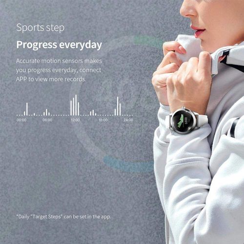  Layopo KW10 Fashion Smart Watch, IP68 Fitness Tracker for Womens Period,Steel/Leather Belt Bracelet Watch,Lovely Round Touch Screen,Multi - Sports Mode for iOS/Android