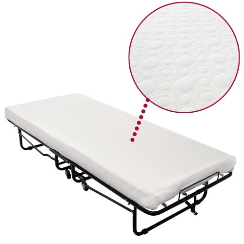  Layout 75x31.5-Inch Metal Folding Bed Frame with Memory Foam Mattress