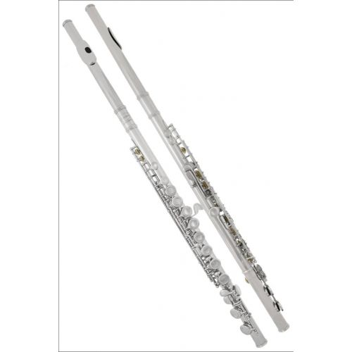  Lazarro 120-NK Professional Silver Nickel Closed Hole C Flute with Case, Care Kit-Great for Band, Orchestra,Schools
