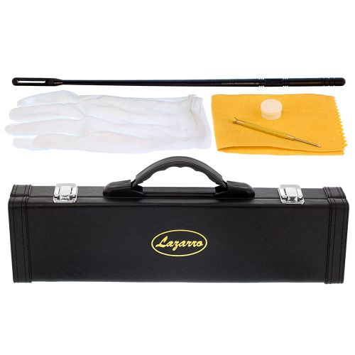  Lazarro 120-NK Professional Silver Nickel Closed Hole C Flute with Case, Care Kit-Great for Band, Orchestra,Schools